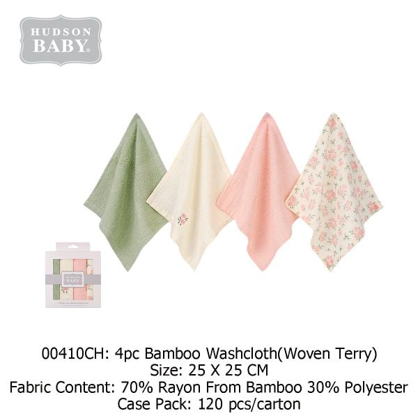  Set 4 khăn mặt sợi tre Hudson Baby Luvable 25*25cm 