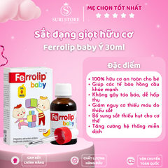 Sắt Ferrolip Baby hữu cơ nhỏ giọt Ý 30ml - 0M+