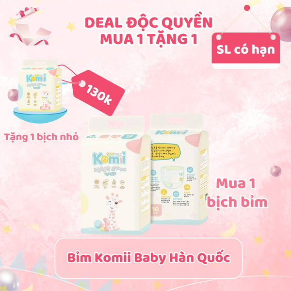  [MUA 1 BỊCH TO TẶNG 1 BỊCH NHỎ] Bỉm Komii Baby Hàn Quốc 