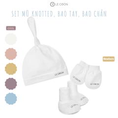 Le Coon Set mũ bao tay bao chân Knotted- Trắng( Cool mỏng mát)