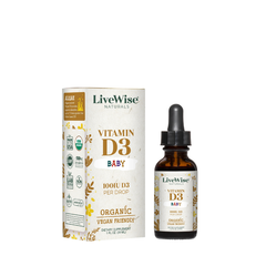 Vitamin D3 Livewise Baby Mỹ organic Vegan Friendly 100IU dạng giọt - 24ml