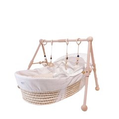 Kệ gỗ chữ A + 4 dây treo cũi cừu trắng nhỏ Ins Montessori