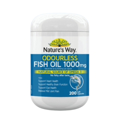Viên uống Nature's Way Odourless Fish Oil 1000mg Úc bổ sung DHA - 200 viên