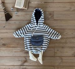 Bodysuit Bebeholic kẻ túi ngực có mũ