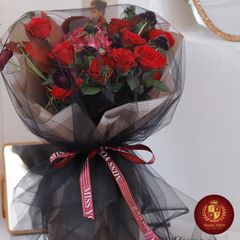Giấy gói hoa lưới đại mẫu bó hoa màu đen