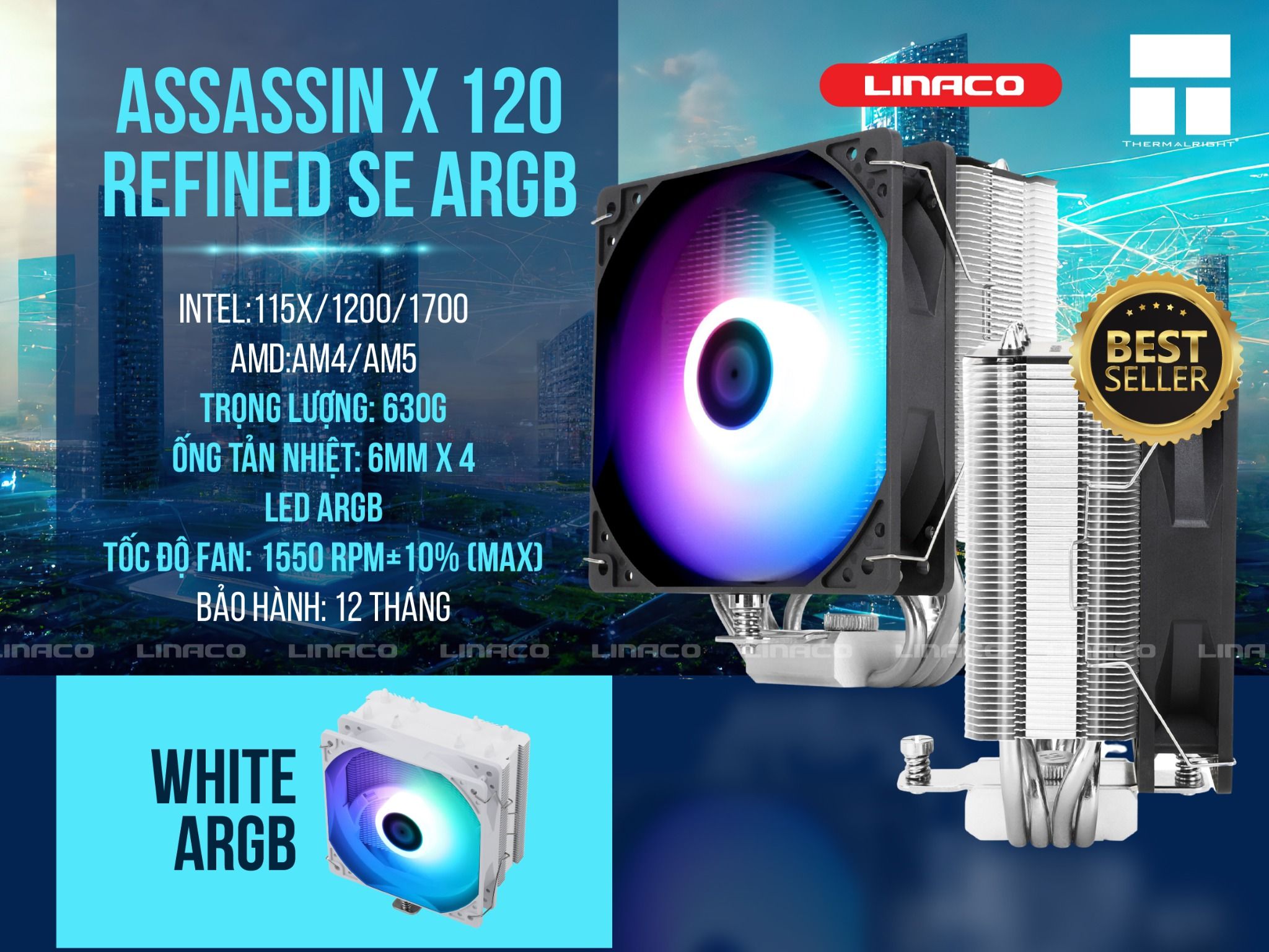 TẢN NHIỆT KHÍ THERMALRIGHT ASSASSIN X 120 REFINED SE WHITE ARGB