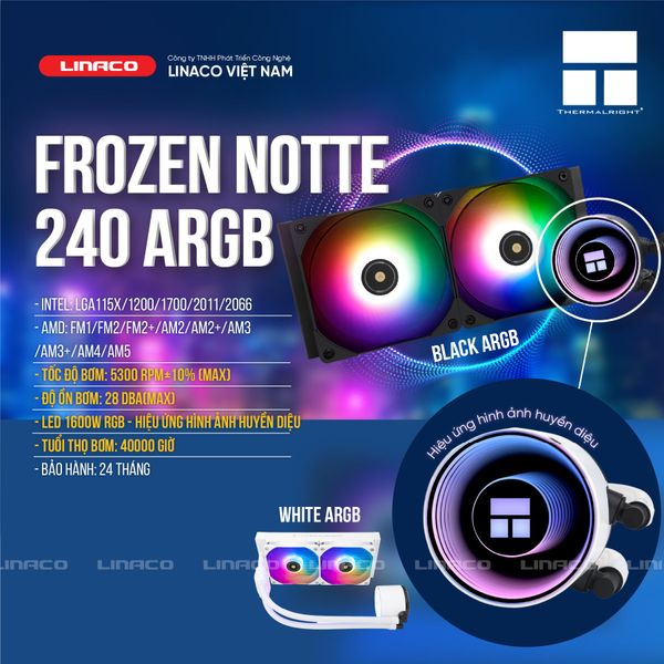 TẢN NHIỆT NƯỚC THERMALRIGHT FROZEN NOTTE 240 WHITE ARGB Linaco