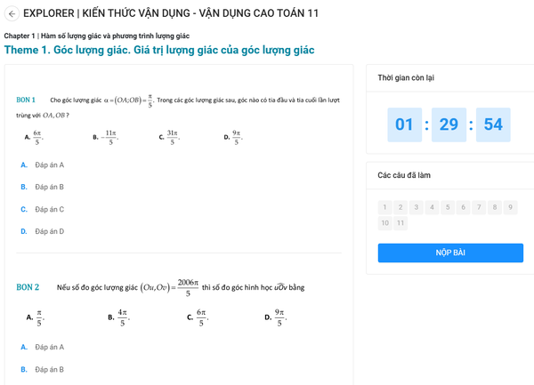 EXPLORER. KIẾN THỨC VẬN DỤNG- VẬN DỤNG CAO TOÁN 11( Kèm video bài giảng)