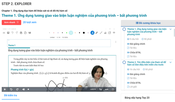 EXPLORER. KIẾN THỨC VẬN DỤNG- VẬN DỤNG CAO TOÁN 12( Kèm video bài giảng)