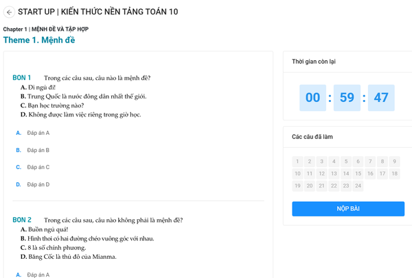 START UP - KIẾN THỨC NỀN TẢNG TOÁN 10( Kèm video bài giảng)