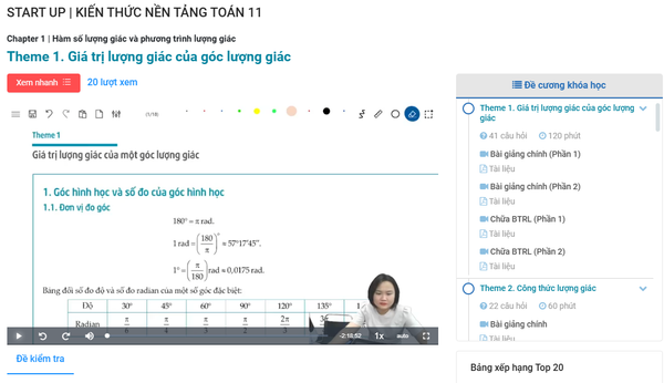 START UP - KIẾN THỨC NỀN TẢNG TOÁN 11( Kèm video bài giảng)