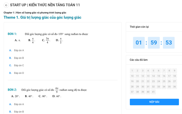 START UP - KIẾN THỨC NỀN TẢNG TOÁN 11( Kèm video bài giảng)