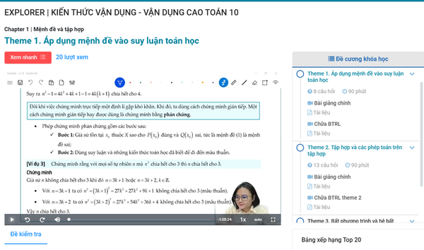 EXPLORER. KIẾN THỨC VẬN DỤNG- VẬN DỤNG CAO TOÁN 10( Kèm video bài giảng)