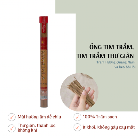  Ống Tim Trầm - Nhang Trầm không tăm, khói mỏng nhẹ an toàn, xông thư giãn và thanh lọc không khí 