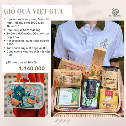 Giỏ Quà Rồng 4 - Giỏ Quà Trà Mứt và Hạt Việt - Quà Tặng Ba Mẹ Chăm sóc sức khoẻ, thư giãn tinh thần, ngủ ngon và vui vẻ [GT4] 