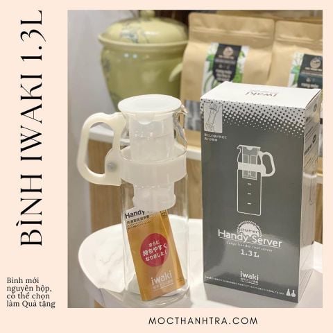  COMBO Bình nước Iwaki 1,3L có tay cầm và Túi 1kg Đậu Đen Xanh lòng Rang mộc - cỏ ngọt - hà thủ ô (chia sẵn túi lọc 50G) 