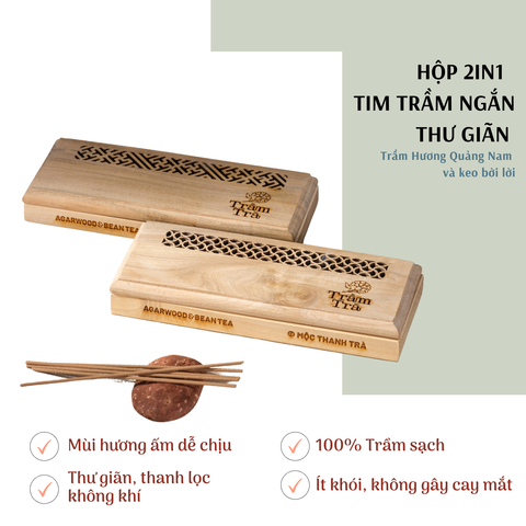 Nhang Trầm Ngắn_Tim Trầm Không Tăm Hộp Thưởng Trầm 2 IN1 _ TRẦM TRÀ 