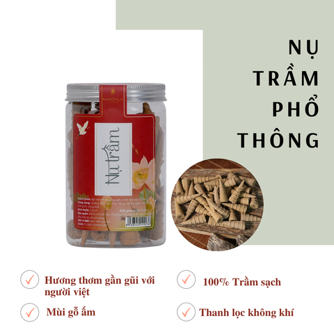  Nụ Trầm Hương Phổ Thông - Hộp 48 nụ. Nụ Trầm từ 100% thành phần trầm hương tự nhiên, an toàn cho sức khỏe 