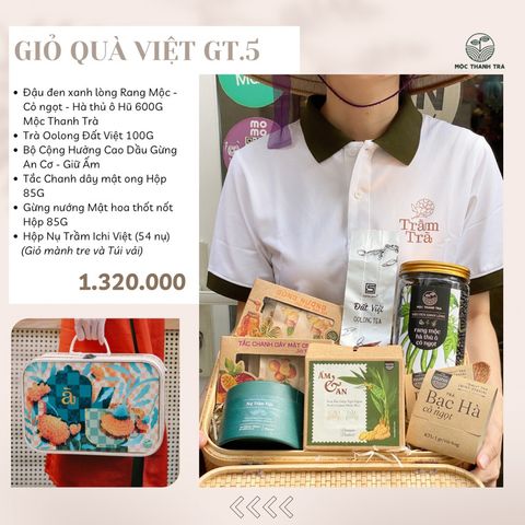  Giỏ Quà Tặng Rồng 5 [GT5], Quà tặng người thân, đối tác, chăm sóc sức khoẻ từ Đậu Đen Mộc Thanh Trà, Hạt mứt Việt, Trầm 