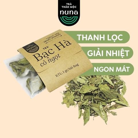  Trà Bạc Hà - Cỏ ngọt Nuna Mộc Thanh Trà gói 1G vị ngọt thanh, the mát, giúp tỉnh táo, giảm căng thẳng hiệu quả 
