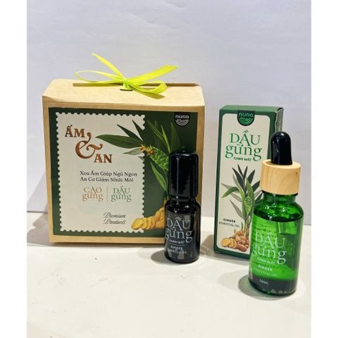  BỘ cộng hưởng Cao gừng - Dầu gừng chai 10ml (đầu lăn) thảo mộc Nuna Mộc Thanh Trà giữ ấm, giúp dịu cơ, thư giãn 