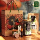  QUÀ TẶNG ẤM THANH TRÀ (TRA ĐẬU ĐEN XANH LÒNG và CAO GỪNG _ DẦU GỪNG XOA BÓP, ẤM CƠ THỂ) 