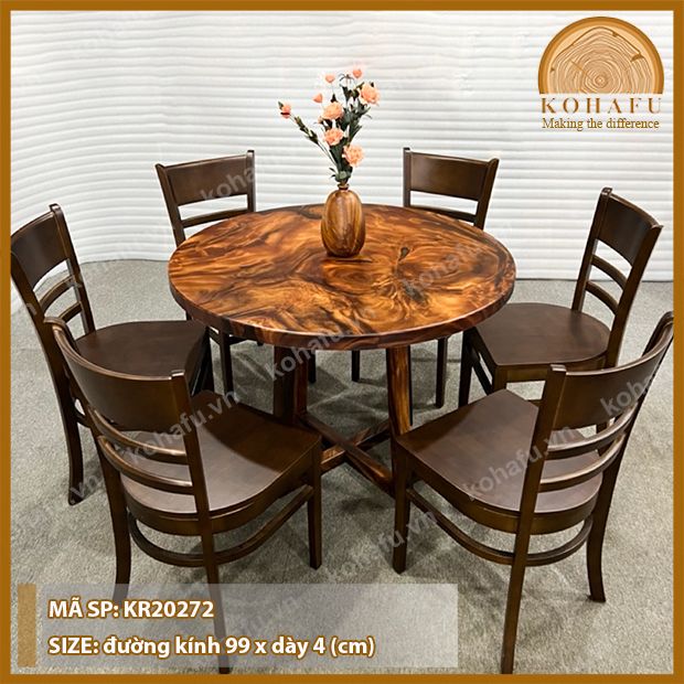 MẶT BÀN TRÒN GỖ ME TÂY KR20272