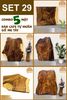 COMBO 5 MẶT BÀN CAFE GỖ ME TÂY KIỂU DÁNG TỰ NHIÊN - SET 29