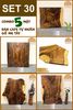 COMBO 5 MẶT BÀN DÀI CAFE GỖ ME TÂY KIỂU DÁNG TỰ NHIÊN - SET 30