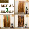 COMBO 3 MẶT BÀN DÀI 1.4M GỖ ME TÂY NGUYÊN TẤM KẾT HỢP EPOXY - SET 36