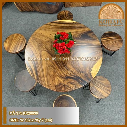MẶT BÀN TRÒN GỖ ME TÂY KR20030