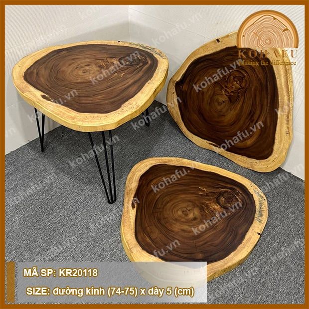 MẶT BÀN TRÒN GỖ ME TÂY KR20118