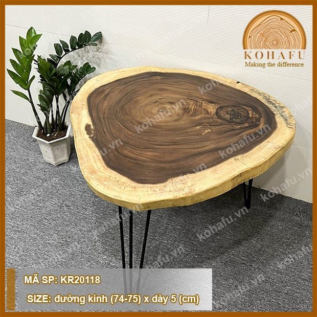 MẶT BÀN TRÒN GỖ ME TÂY KR20118