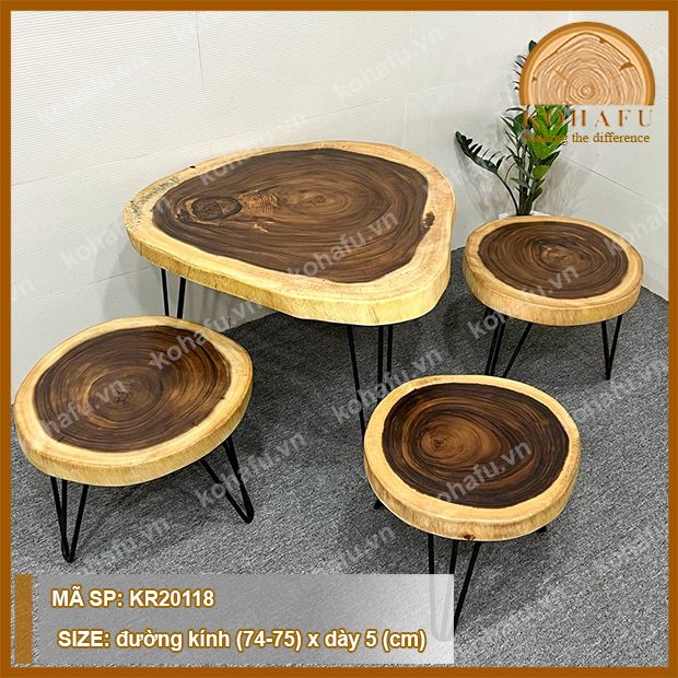 MẶT BÀN TRÒN GỖ ME TÂY KR20118