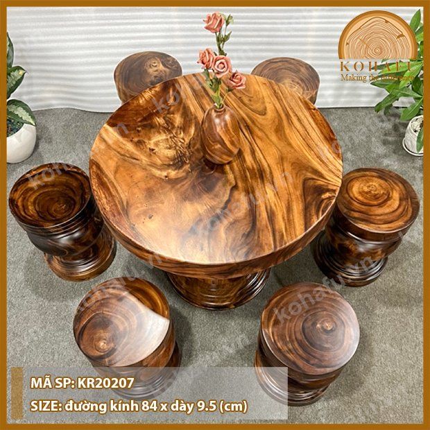 MẶT BÀN TRÒN GỖ ME TÂY KR20207