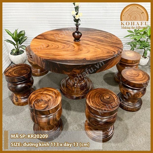 MẶT BÀN TRÒN GỖ ME TÂY KR20209