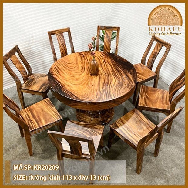 MẶT BÀN TRÒN GỖ ME TÂY KR20209