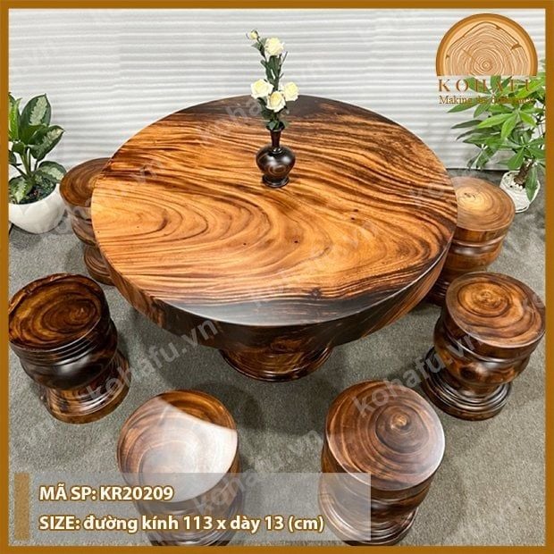 MẶT BÀN TRÒN GỖ ME TÂY KR20209
