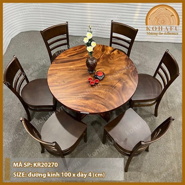 COMBO 5 MẶT BÀN TRÒN GỖ ME TÂY 100CM - SET 28