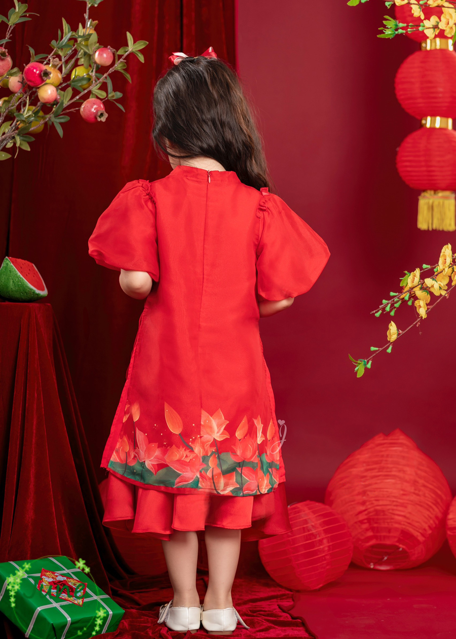 Set váy áo dài tay bồng