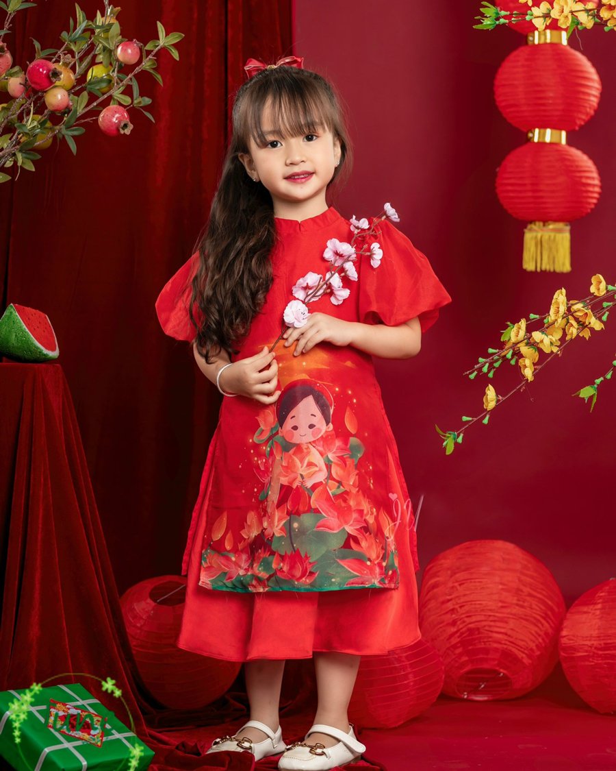 Set váy áo dài tay bồng