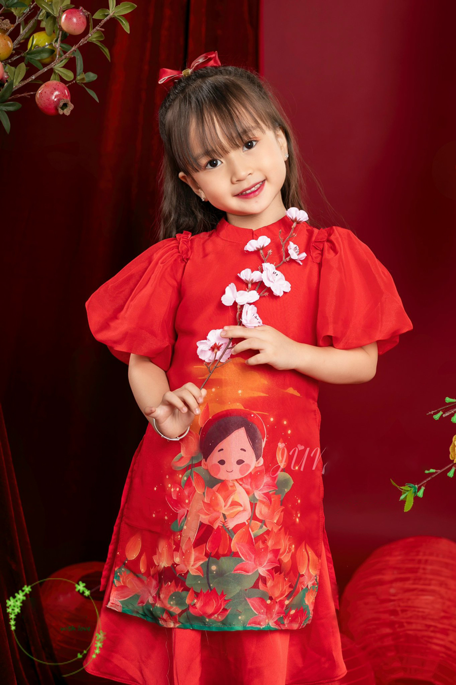 Set váy áo dài tay bồng