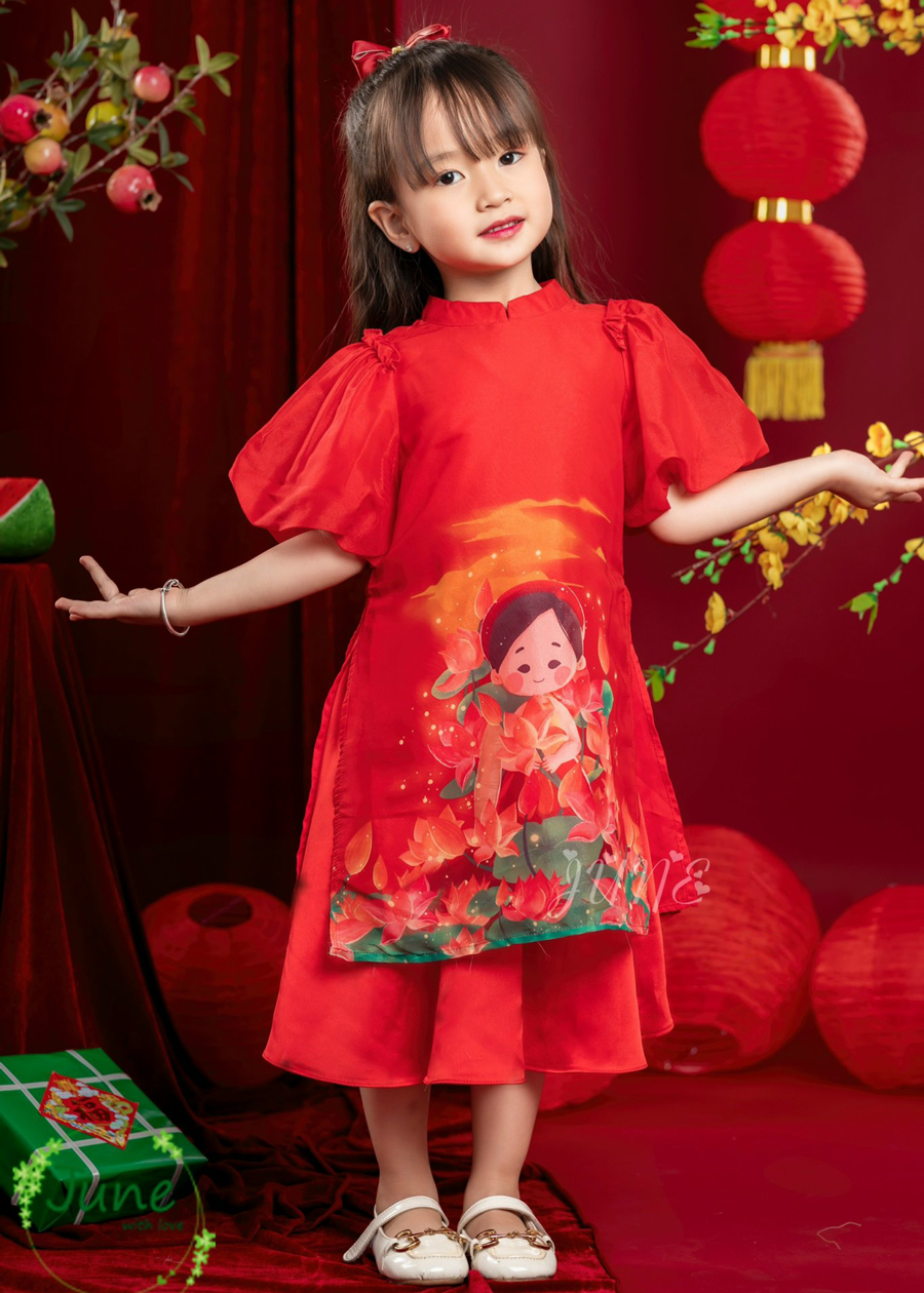 Set váy áo dài tay bồng
