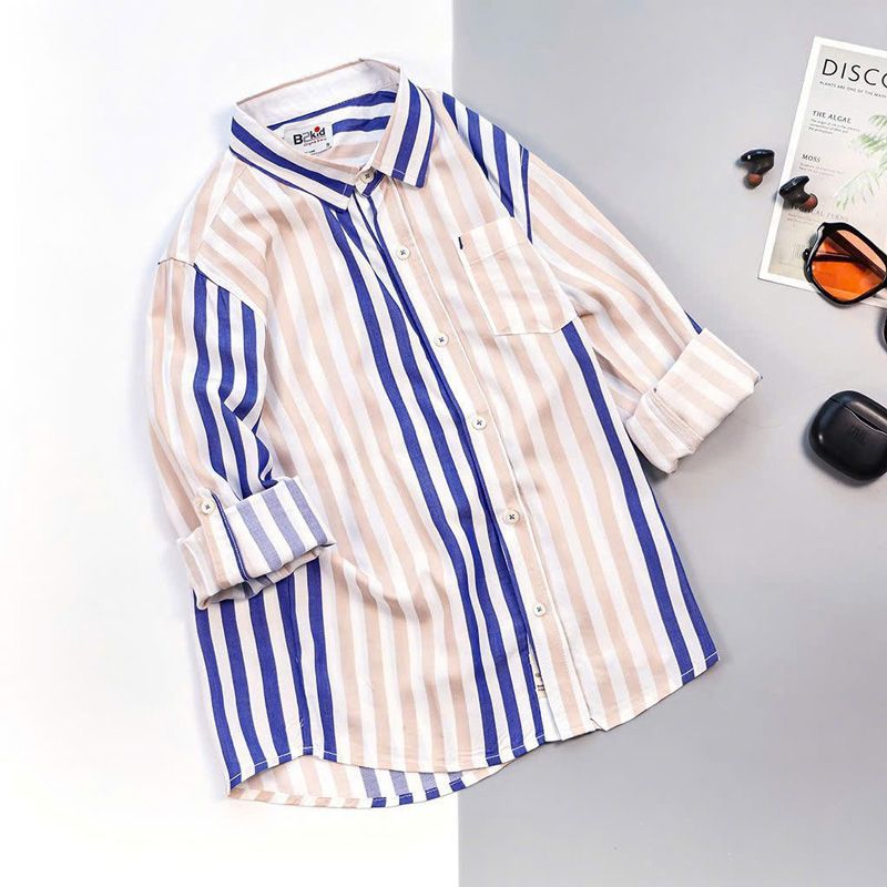 Áo sơ mi bé trai tay dài sọc