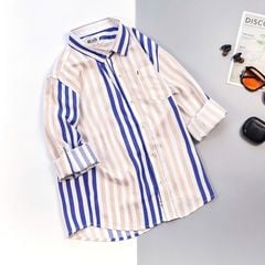 Áo sơ mi bé trai tay dài sọc