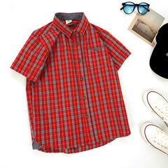 Áo sơ mi bé trai ngắn tay sọc túi V