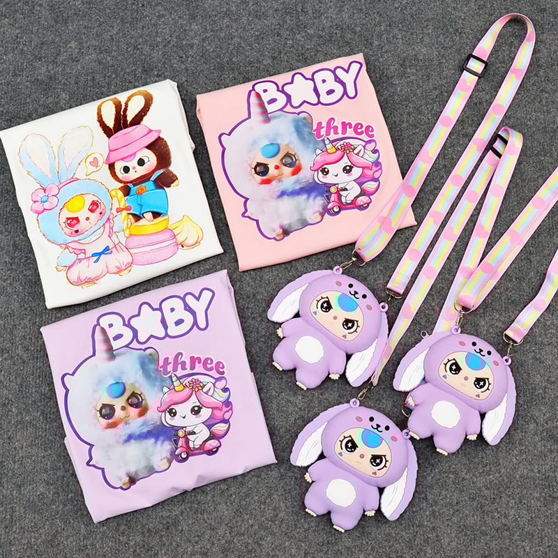 Áo thun bé gái Baby Three kèm túi