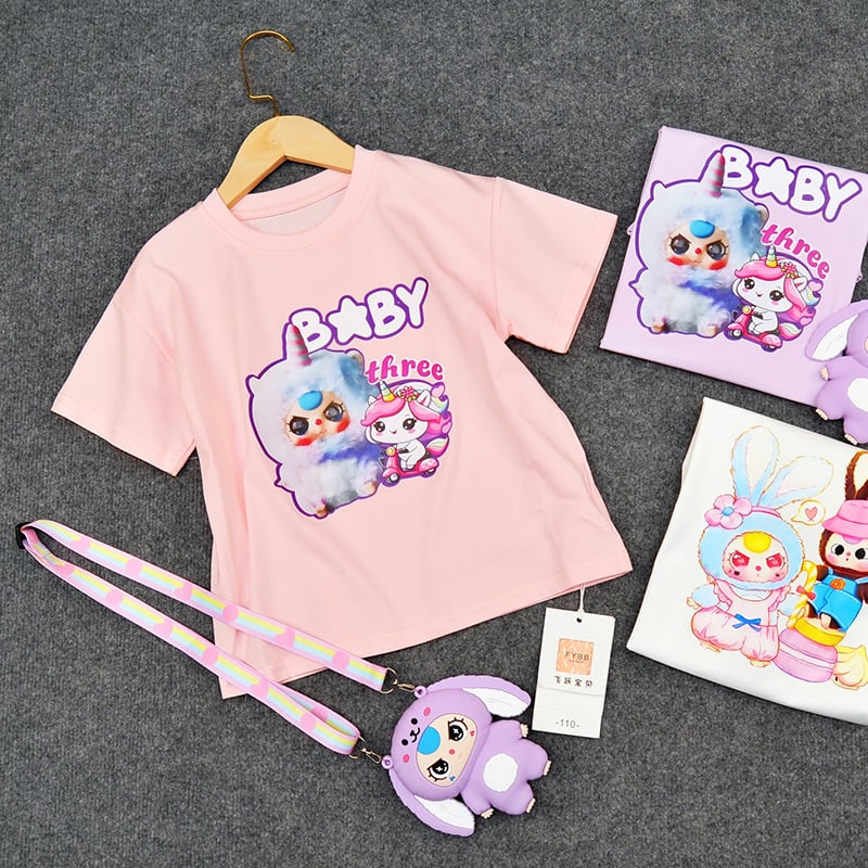Áo thun bé gái Baby Three kèm túi