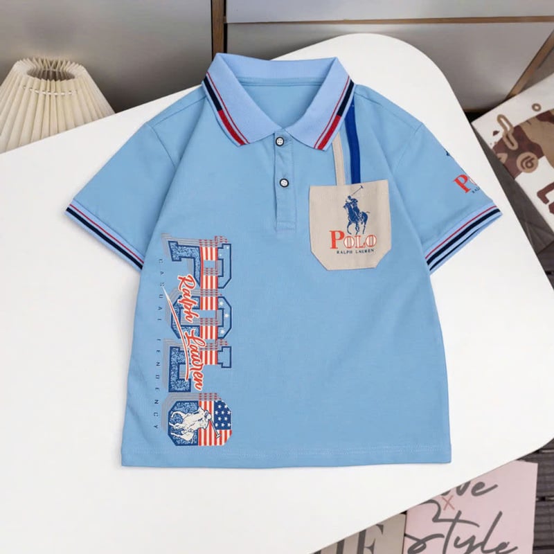 Áo thun bé trai cổ trụ túi Polo