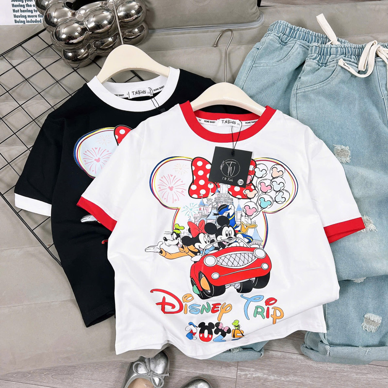 Bộ jean baggy bé gái Mickey Disney